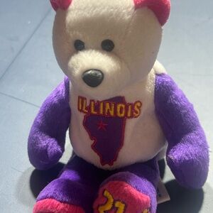 Illinois Purple and White Stuffed Bear